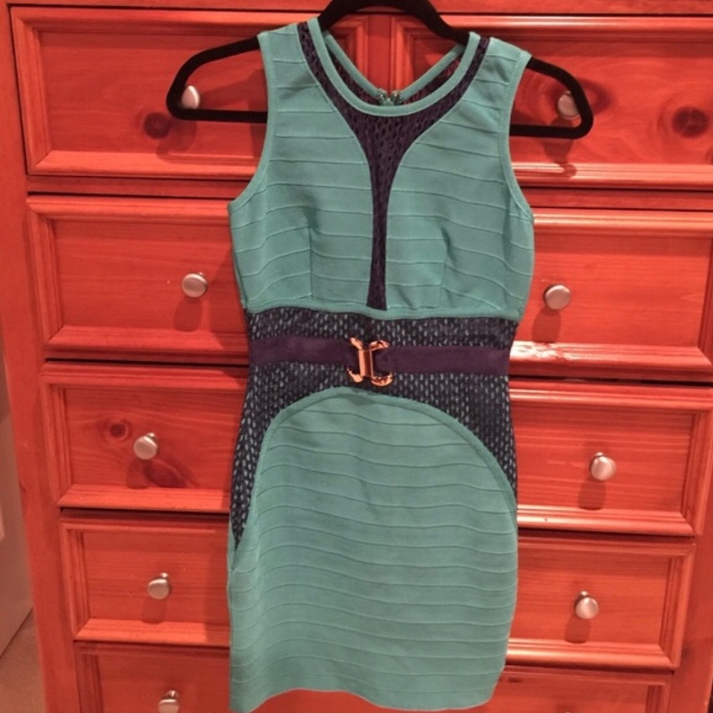 Sexy teal and black dress